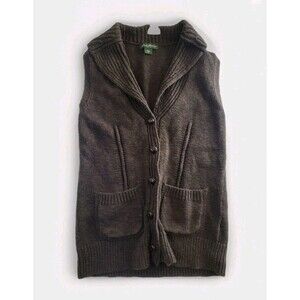 Eddie Bauer Sweater Vest Womens Size Medium Brown Knit Button Cardigan M